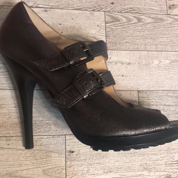 MICHAEL KORS dark gray leather heels - Picture 3 of 5